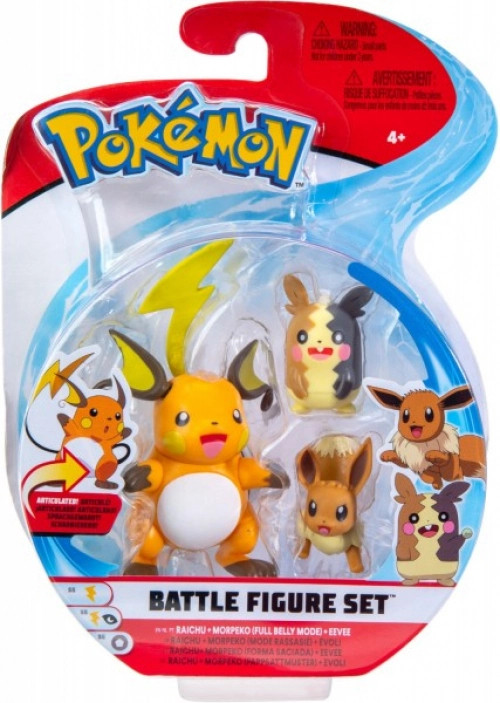 Pokemon Battle Figure Pack - Raichu, Morpeko (Full Belly Mode), Eevee
