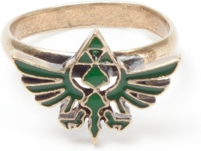Zelda - Ring with Green Triforce Logo