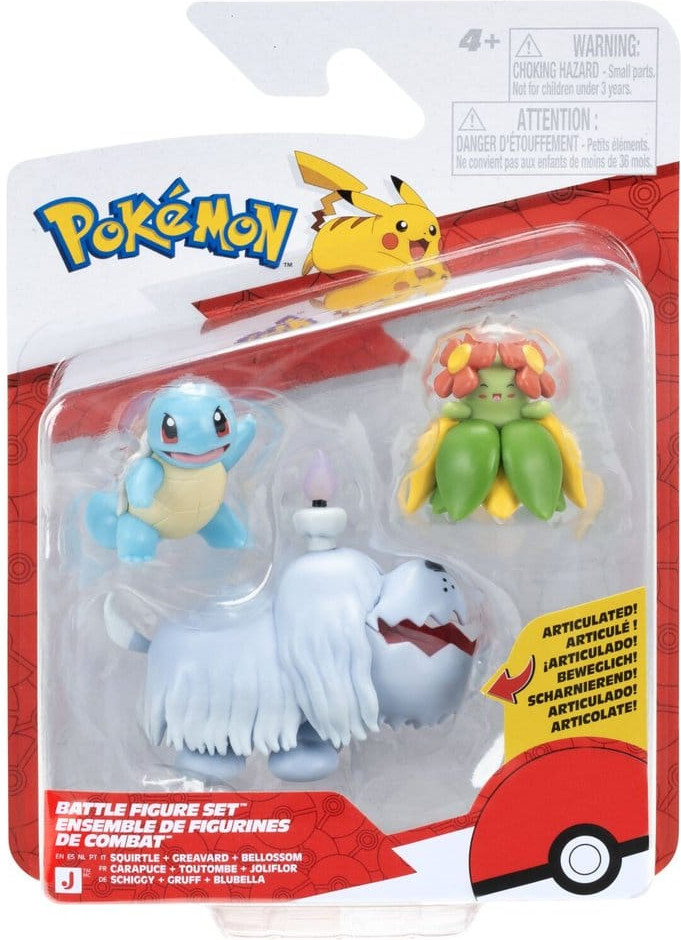 Pokemon Battle Feature Figure Set - Squirtle, Greavard & Bellossom