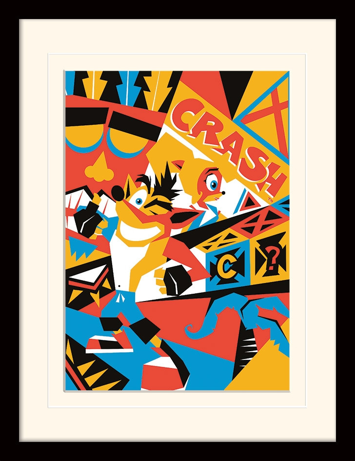 Crash Bandicoot Mounted & Framed Print - Posterized (30x40cm)