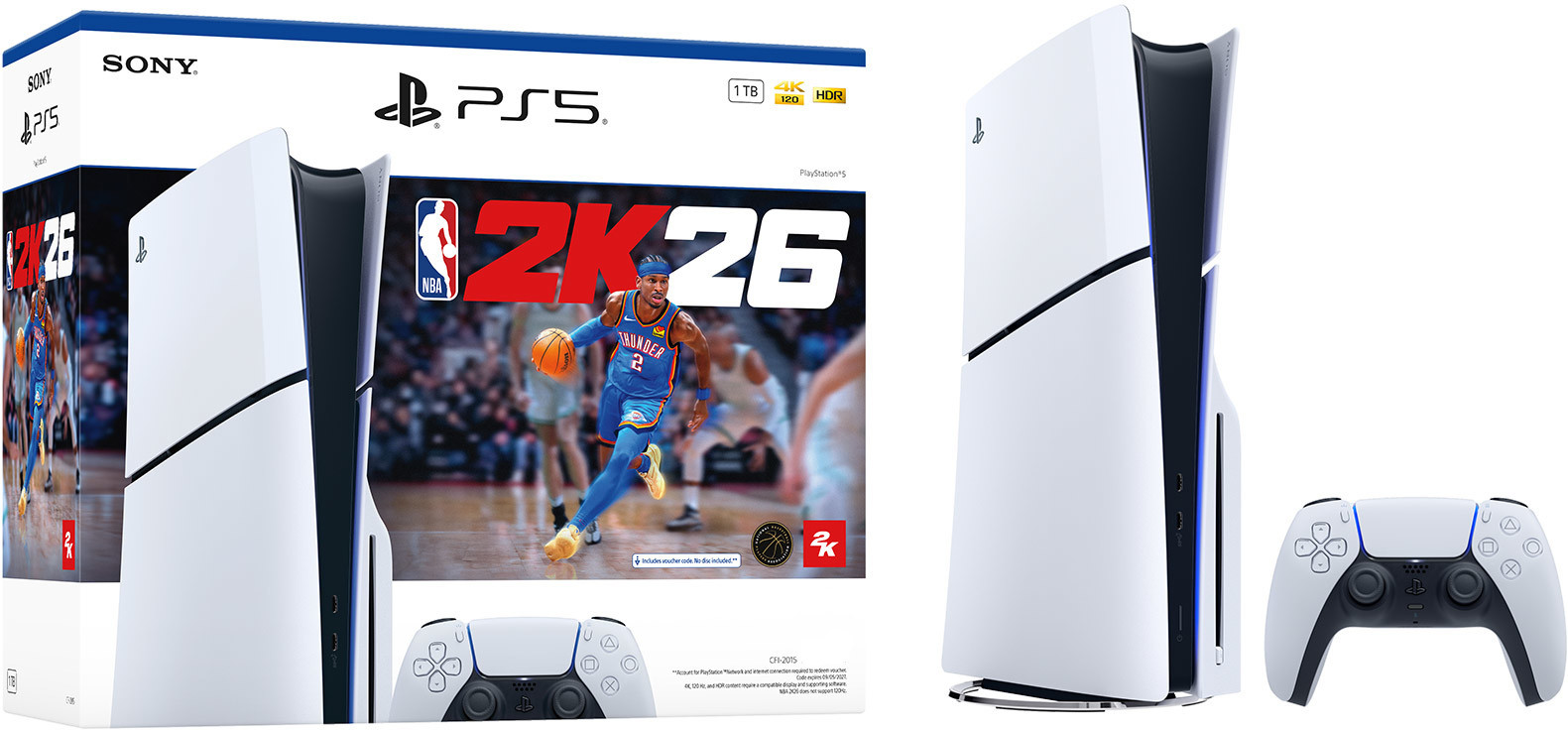 PlayStation 5 Disc Edition (SLIM VERSION) + NBA 2K26 Bundle afbeelding