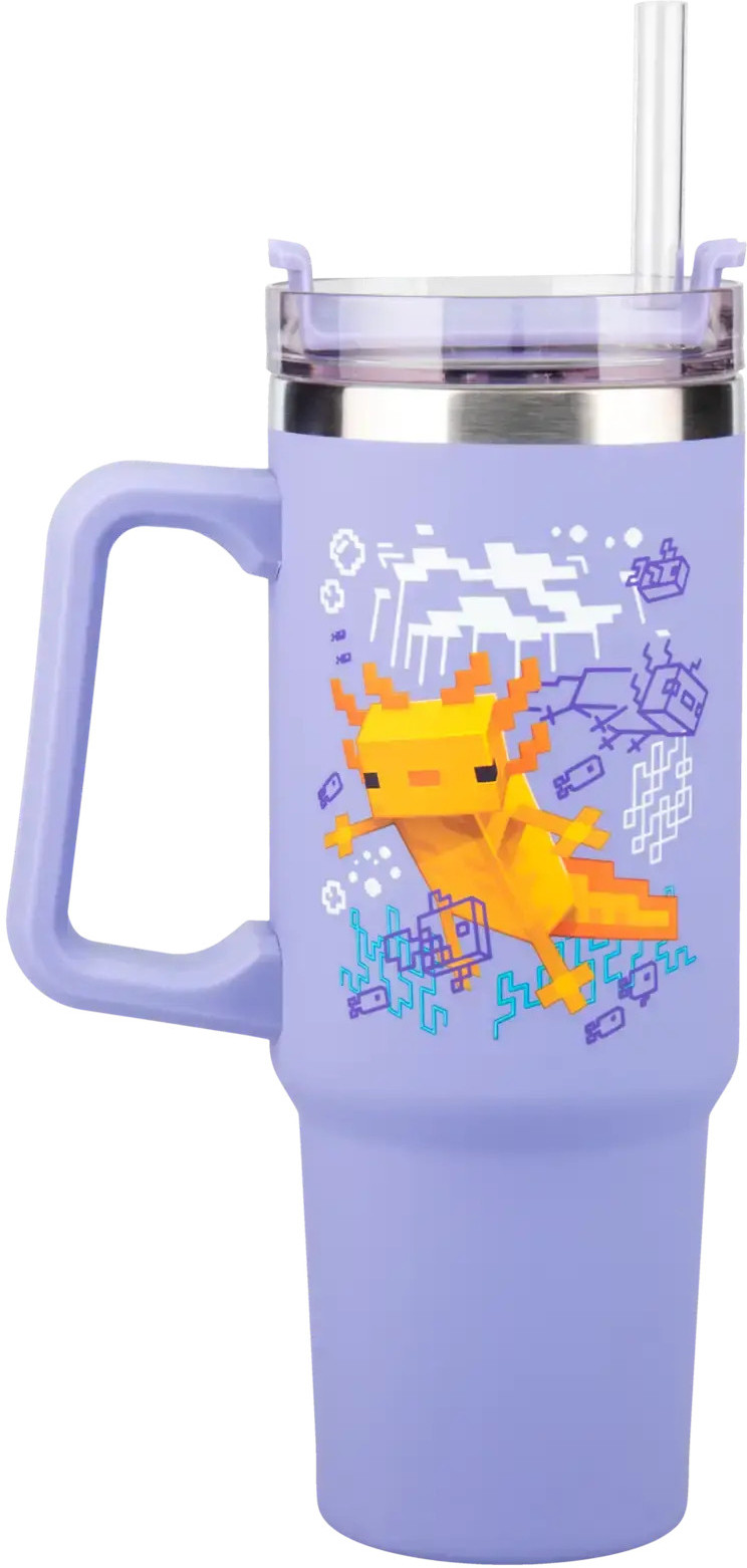 Paladone Minecraft - Axolotl Purple Travel Cup with Straw