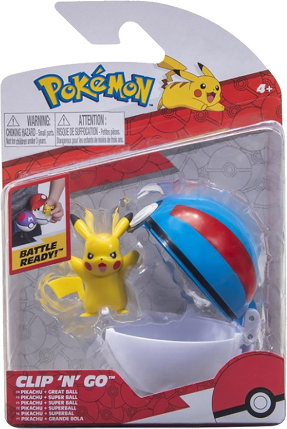 Pokemon Figure - Standing Pikachu + Great Ball (Clip 'n' Go)
