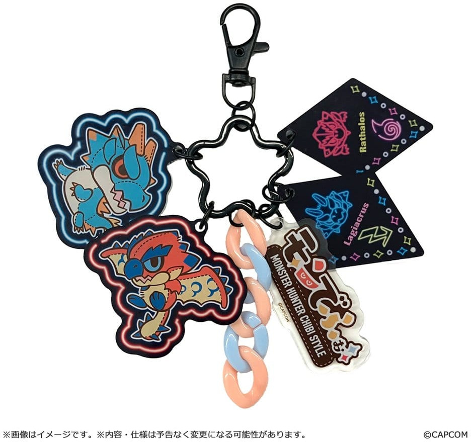 Monster Hunter Chibi Style Acrylic Keychain Multi Charm - Rathalos & Lagiacrus