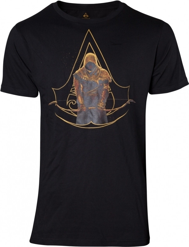 Difuzedbioworld Assassins Creed Origins Bayek And Crest Logo T Shirt difuzedbioworld kopen in de aanbieding