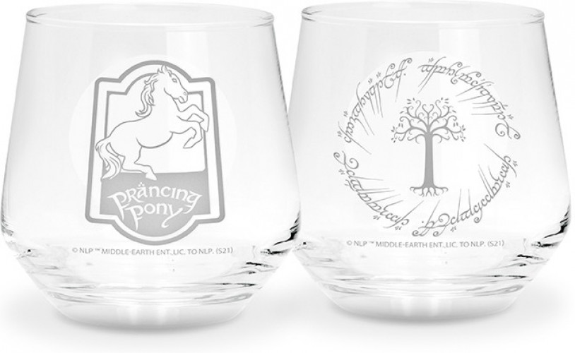 The Lord of the Rings Glass Set - Prancing Pony & Gondor tree