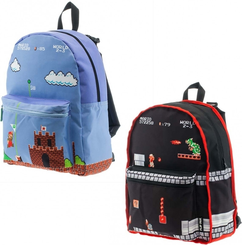Image of Nintendo - Classic Mario Reversible Backpack Black/Blue