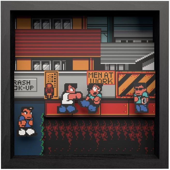 Pixel Frame - River City Ransom Rivals at Work (23cm x 23cm)