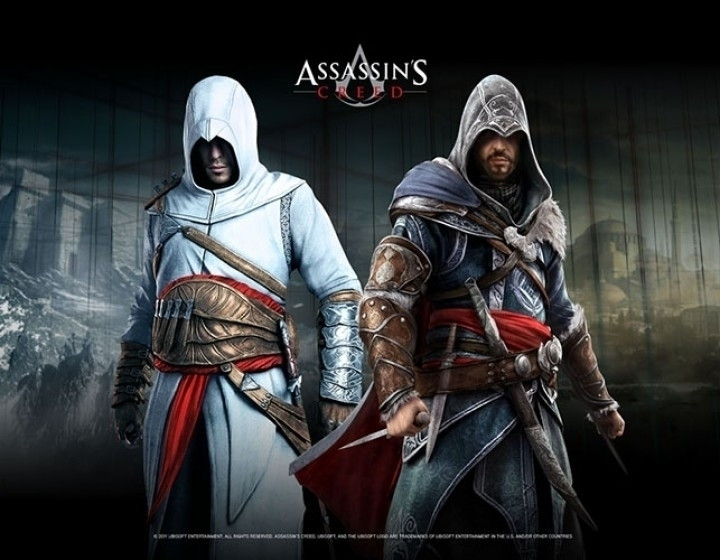 Image of Assassin's Creed Wallscroll - Altair and Ezio in Blackroom