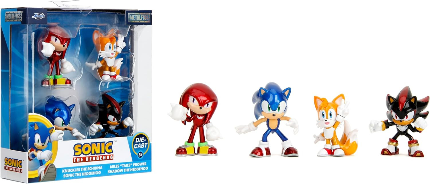Jada Sonic the Hedgehog Metalfigs Diecast Mini Figures 4 Pack - Knuckles, Tails, Sonic & Shadow