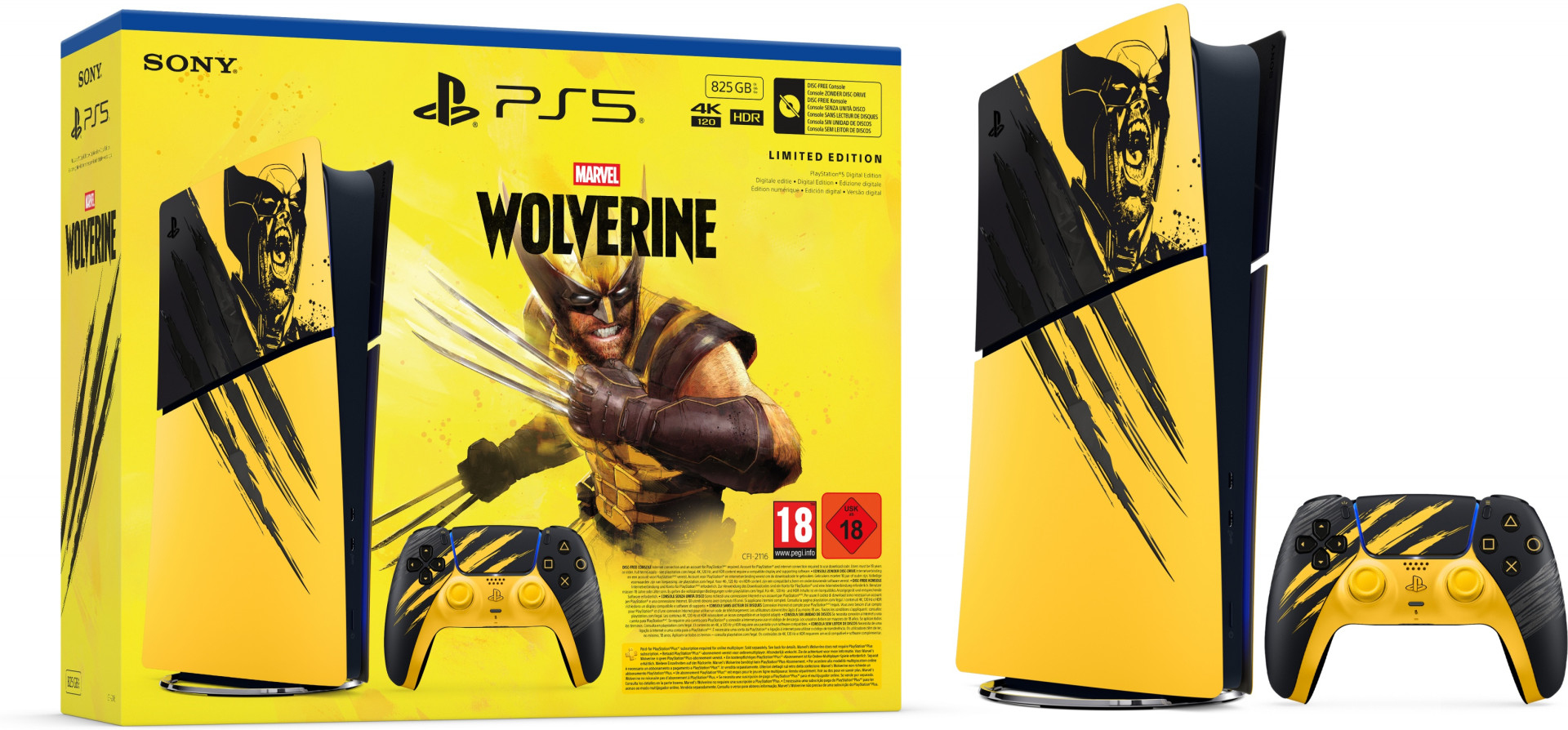 Sony Computer Entertainment PlayStation 5 Digital Edition 825 GB (SLIM VERSION) - Marvel's Wolverine Battle Yellow Limited Edition Bundle