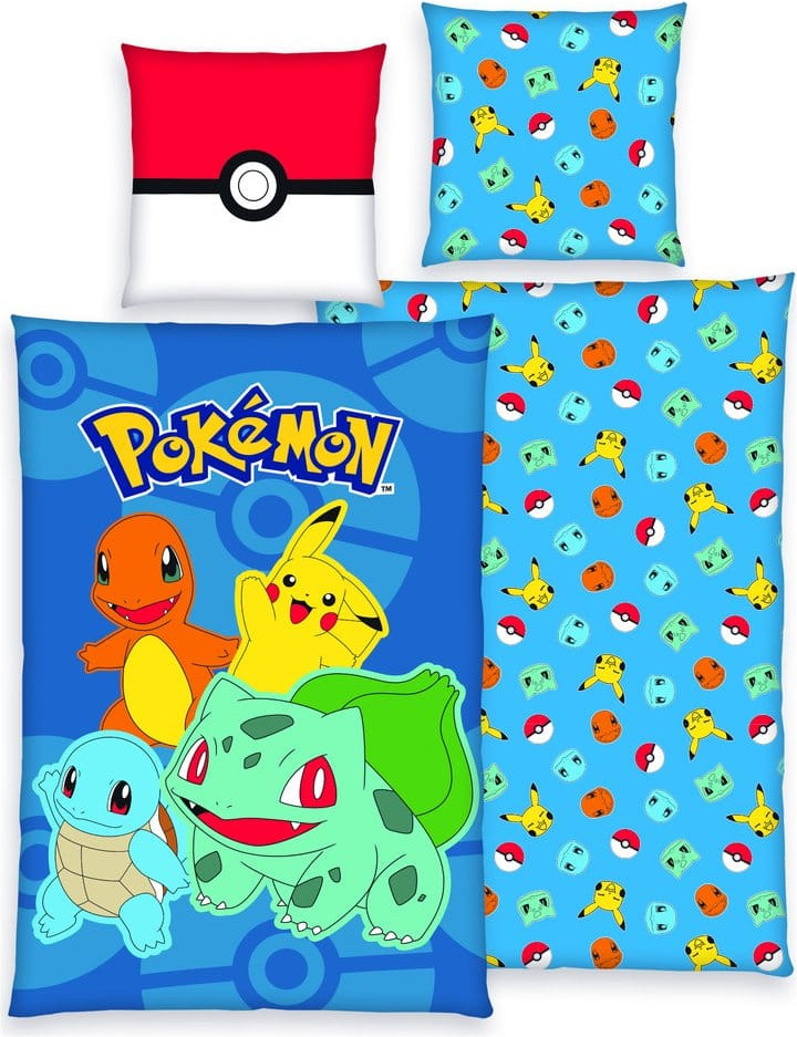 Pokemon Pikachu/Kanto Starters Dekbedovertrek (Reversible) 135x200cm