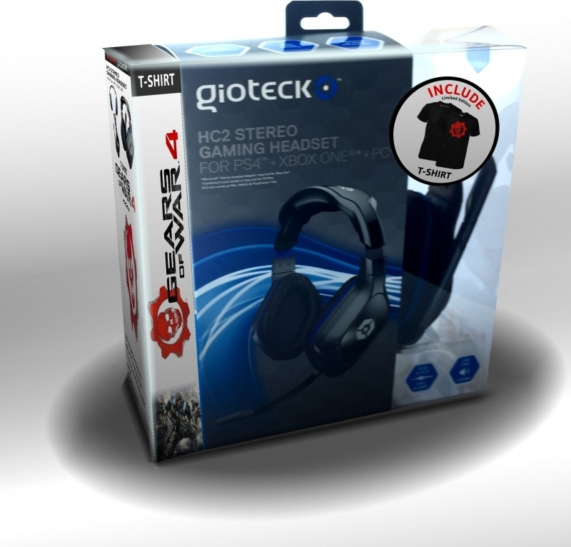Image of Gioteck HC2 Wired Stereo Headset + Gears of War 4 T-Shirt Black