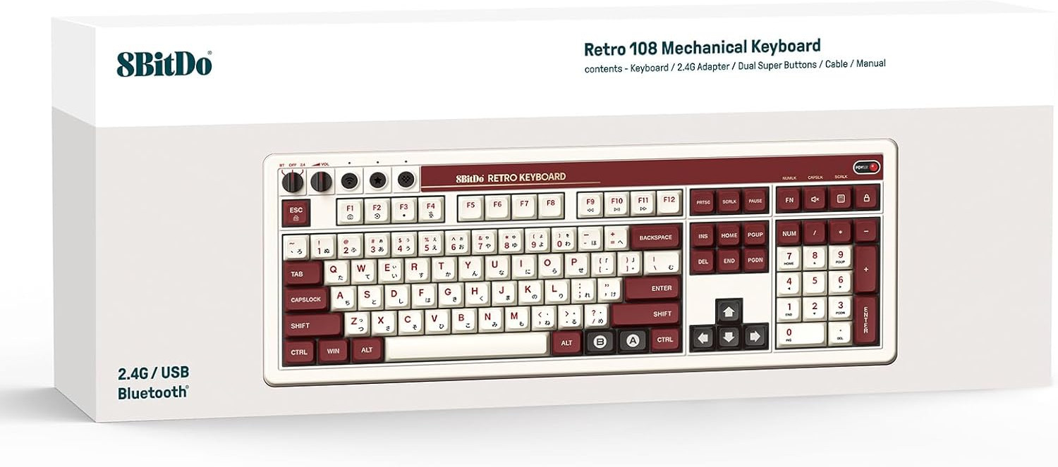 8BitDo Retro 108 Mechanical Keyboard Famicom Edition afbeelding