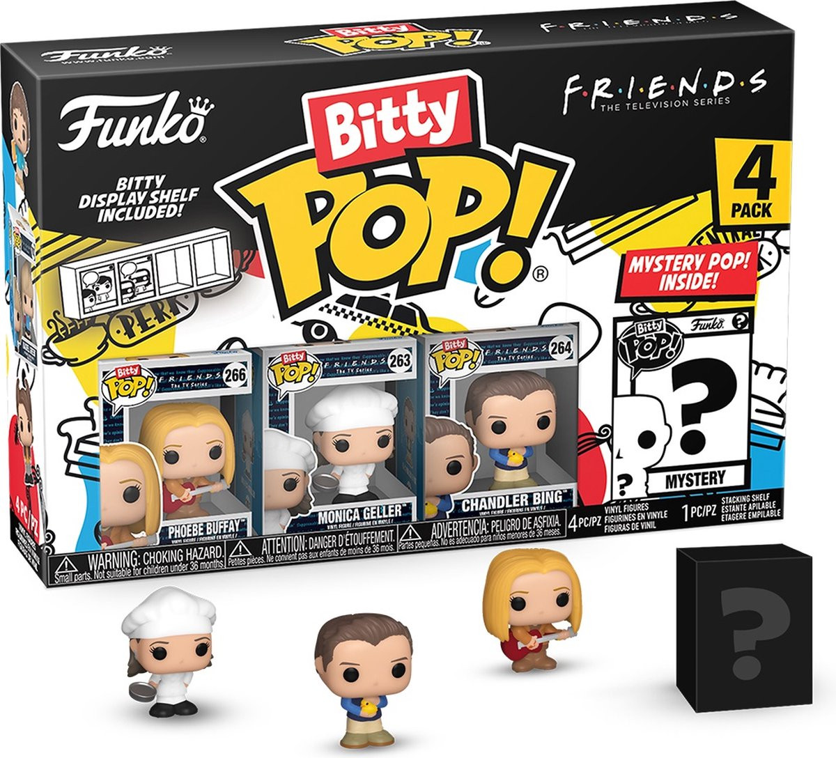 Friends Funko Bitty Pop! 4-Pack: Phoebe Buffay / Monica Geller / Chandler Bing afbeelding