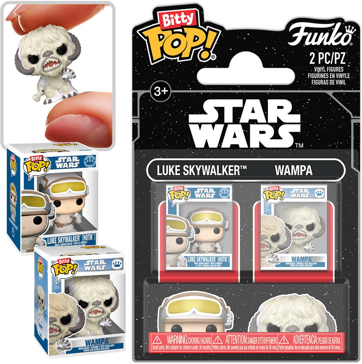 Star Wars Funko Bitty Pop! 2-Pack: Luke Skywalker & Wampa afbeelding