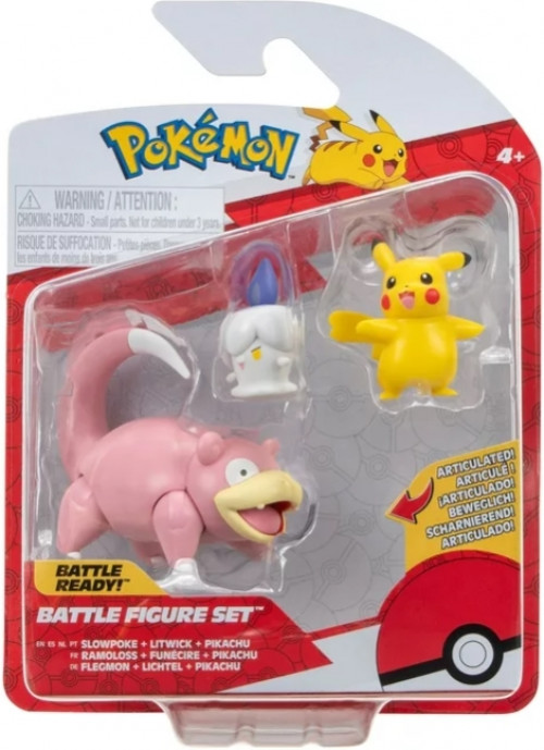 Pokemon Battle Figure Pack - Slowpoke, Litwick & Pikachu afbeelding