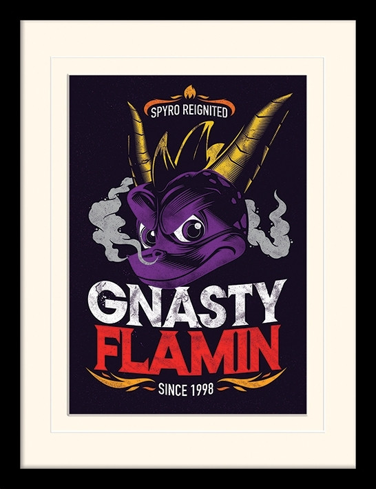 Spyro Mounted & Framed Print - Gnastly Flamin (30x40cm)