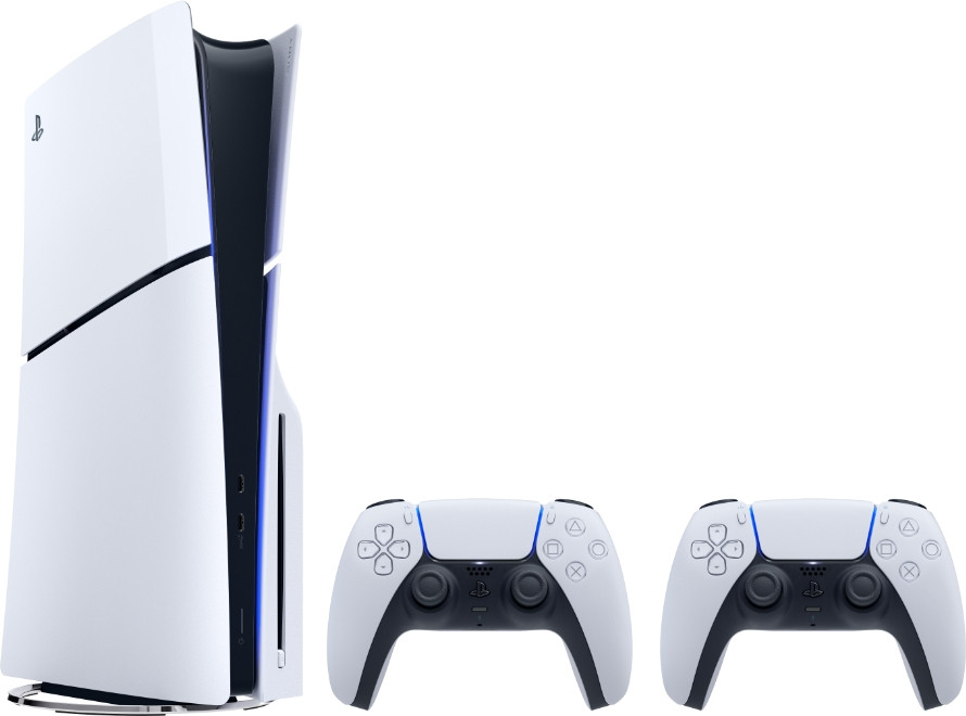 PlayStation 5 Disc Edition + 2 Dualsense Wireless Controllers (SLIM VERSION) afbeelding