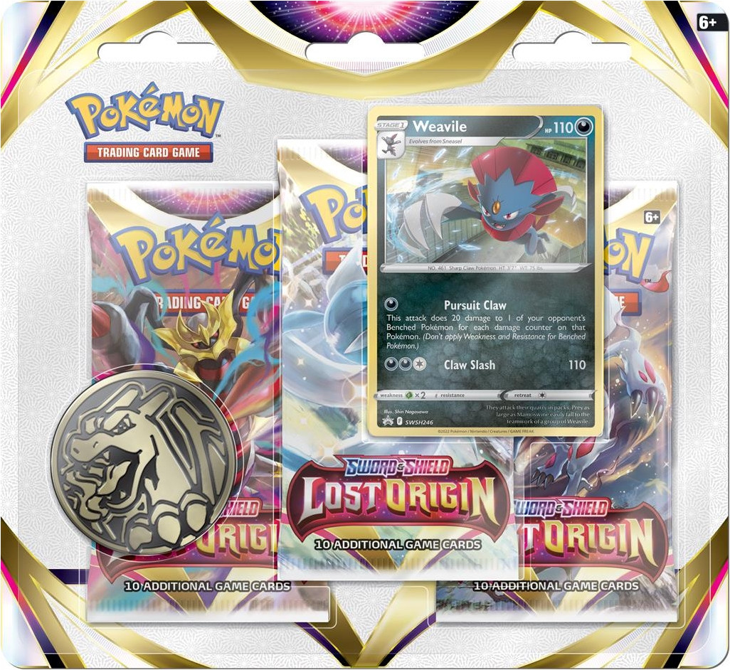 Pokemon TCG Sword & Shield Lost Origin Booster 3-Pack - Weavile