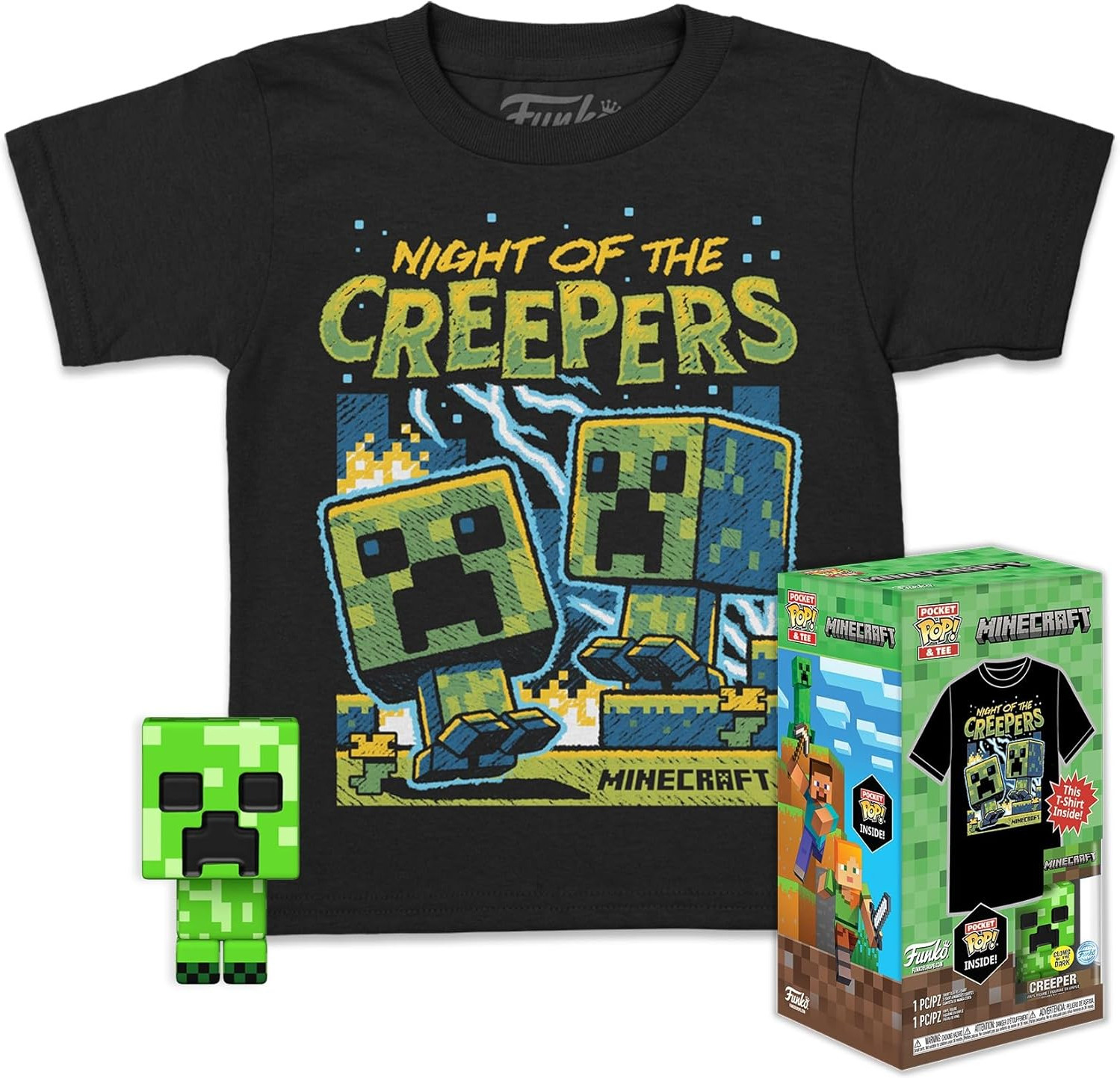 Minecraft Funko Pop! Tees & Vinyl - Creeper (Exclusive Glow in the Dark Edition)