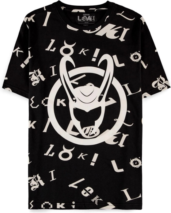 Marvel Loki Heren Tshirt -S- All Over Print Zwart