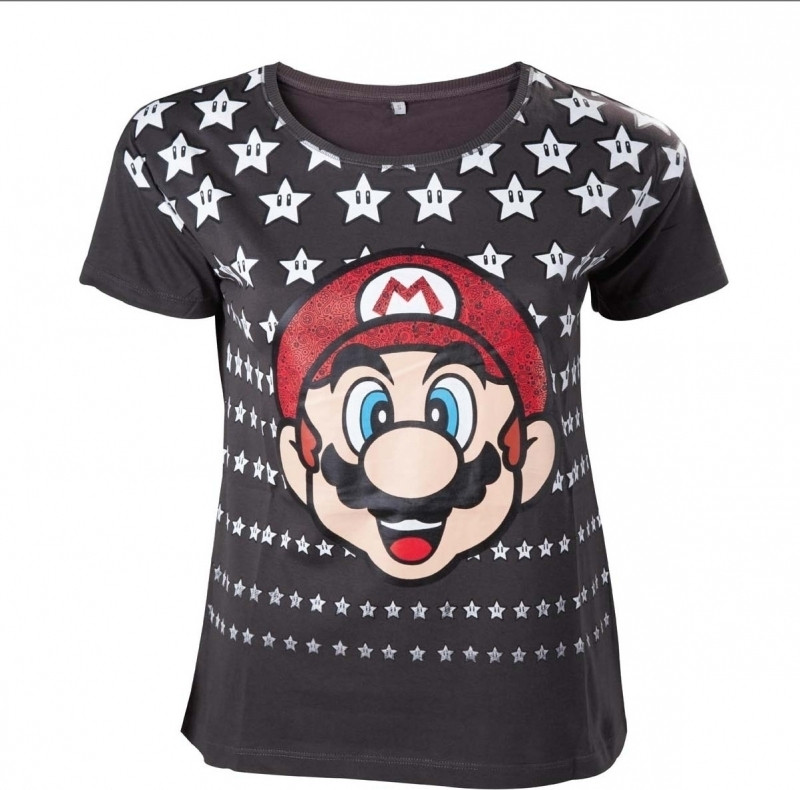 Difuzedbioworld Nintendo Mario With Stars Female T Shirt difuzedbioworld kopen in de aanbieding