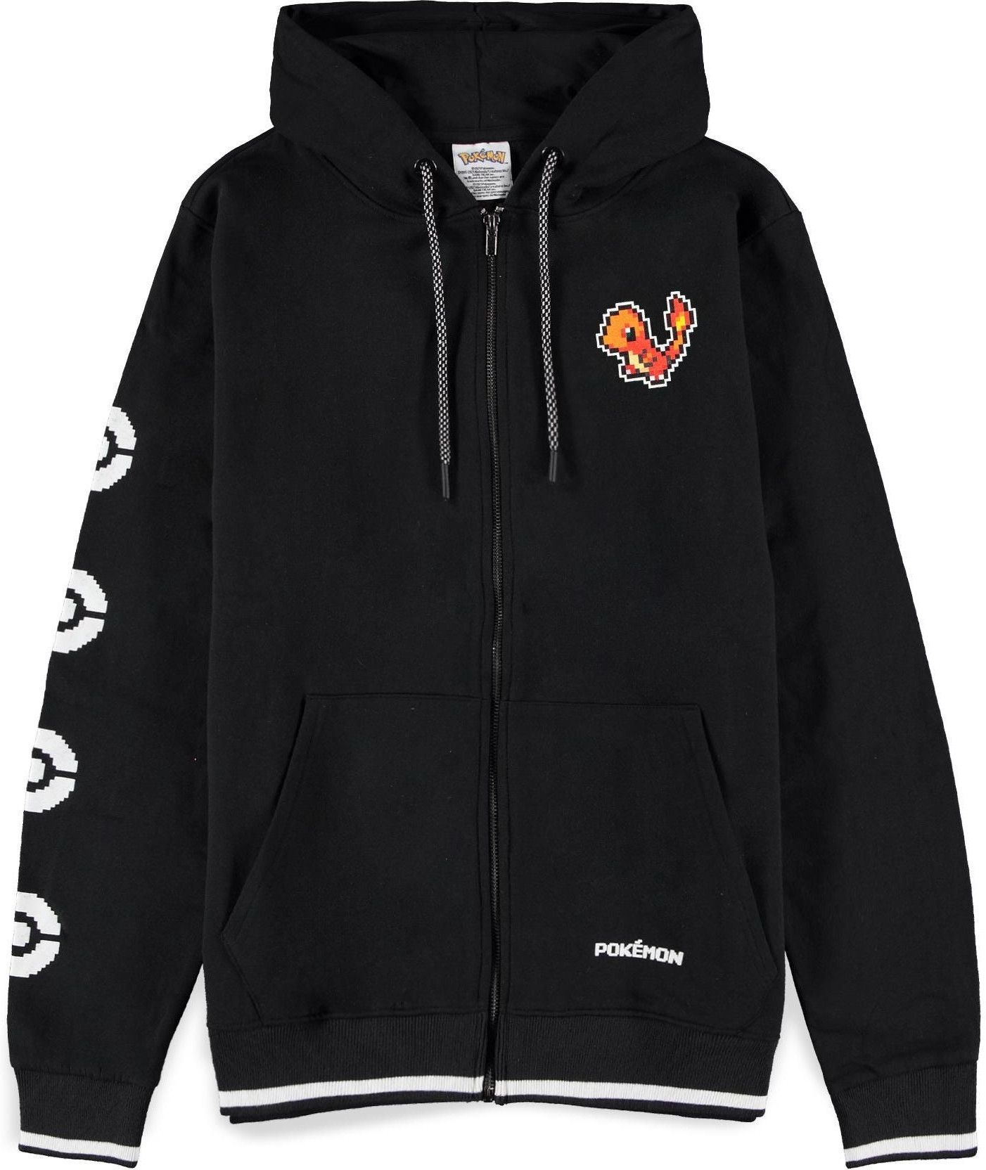 Pokemon - Pixel Charmander Men's Zipper Hoodie afbeelding