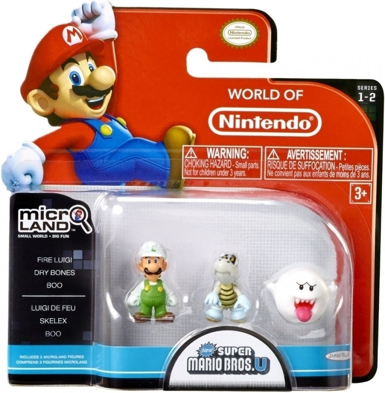 Super Mario Bros Microland Figures - Fire Luigi/Dry Bones/Boo