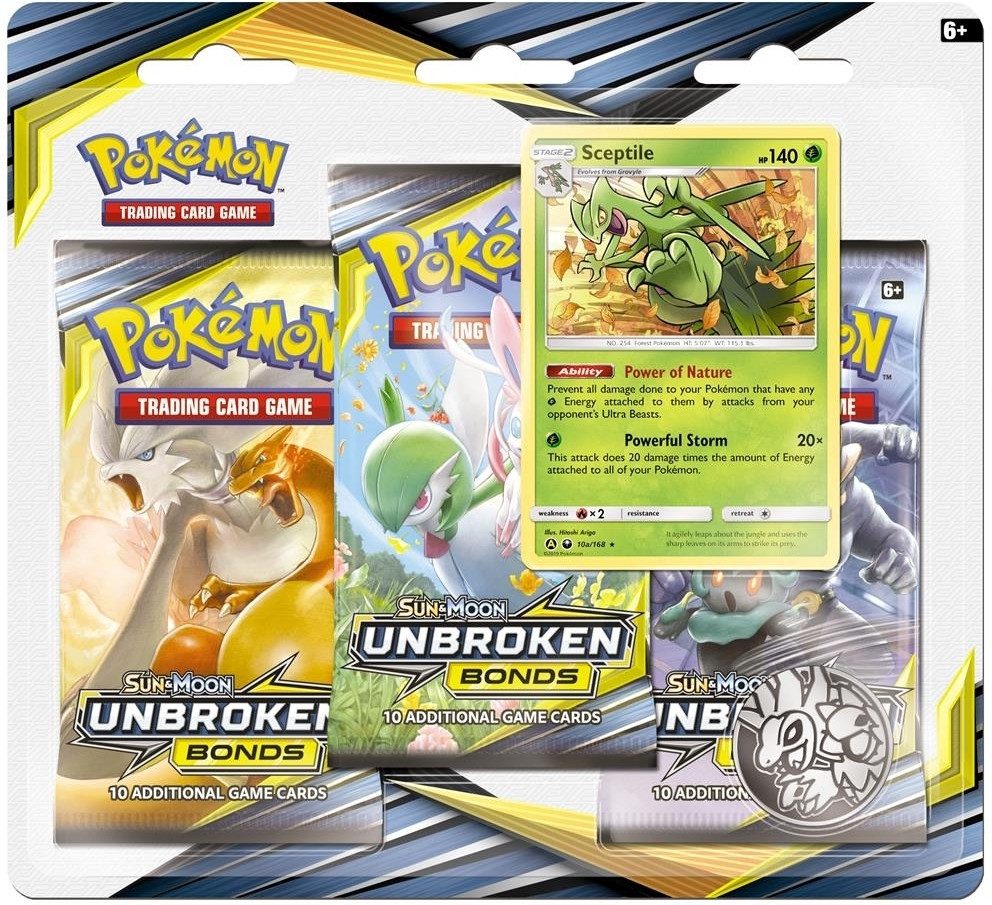 Pokemon Tcg Sun Moon Unbroken Bonds 3 Pack Sceptile pokemon kopen in de aanbieding