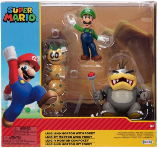Super Mario Mini Action Figure Triple Pack - Luigi and Morton with Pokey
