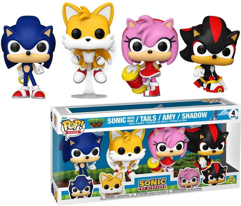 Sonic The Hedgehog Funko Pop Vinyl 4-Pack: Sonic with Ring, Tails, Amy & Shadow (Special Edition)