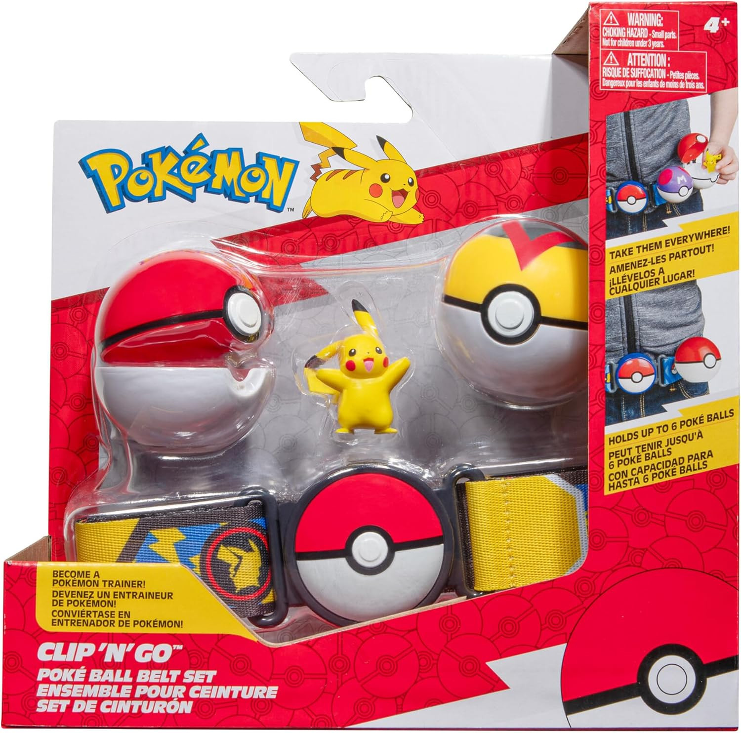 Jazwares Pokemon Clip 'N Go Poke Ball Belt (Pikachu + Poke Ball & Level Ball)