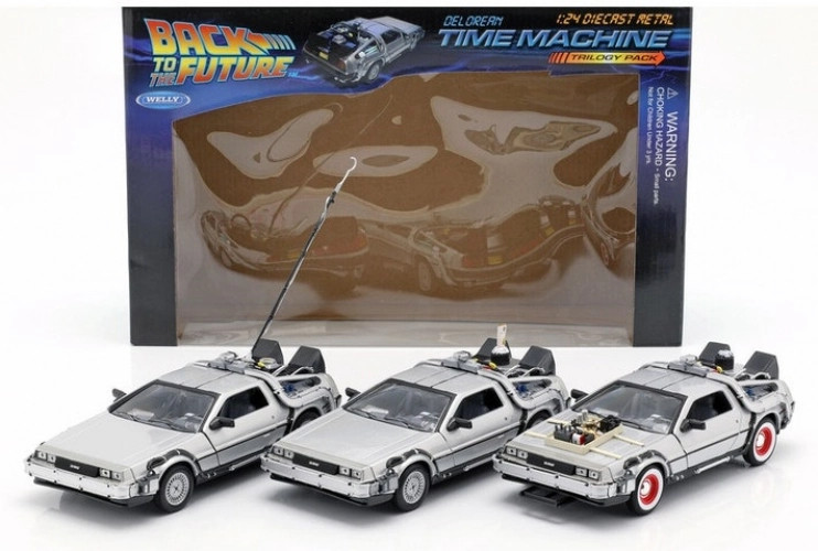 Back to the Future 1 24 Scale Delorean Time Machine Replica - Trilogy Set