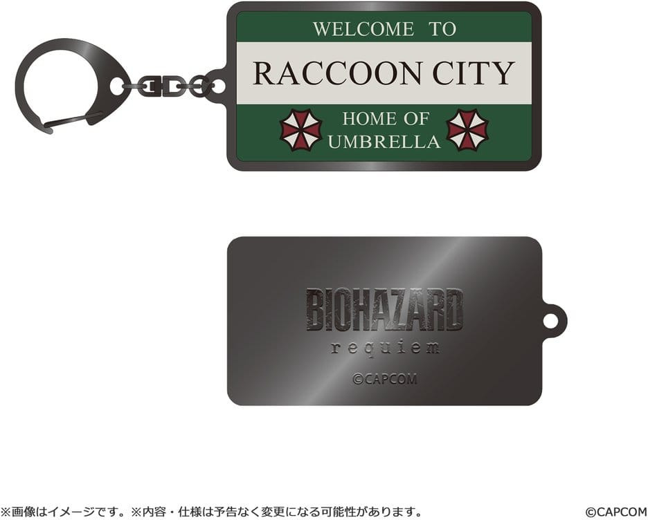 Resident Evil Requiem Metal Keychain - Raccoon City Welcome Sign