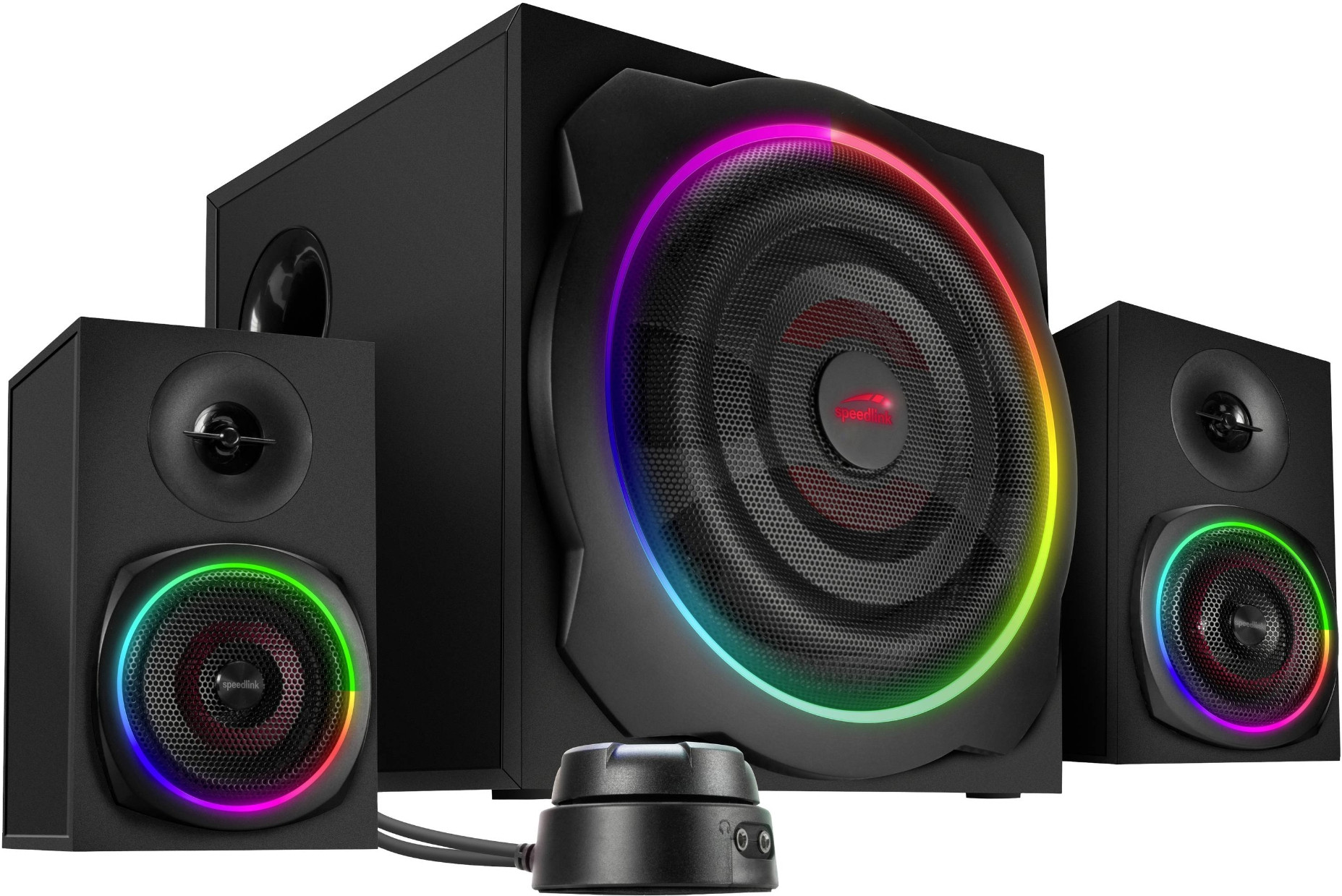 Speedlink GRAVITY RGB 2.1 Speaker Subwoofer System - Black