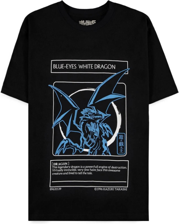 YuGiOh! Heren Tshirt -L- Blue Eye's White Dragon Zwart