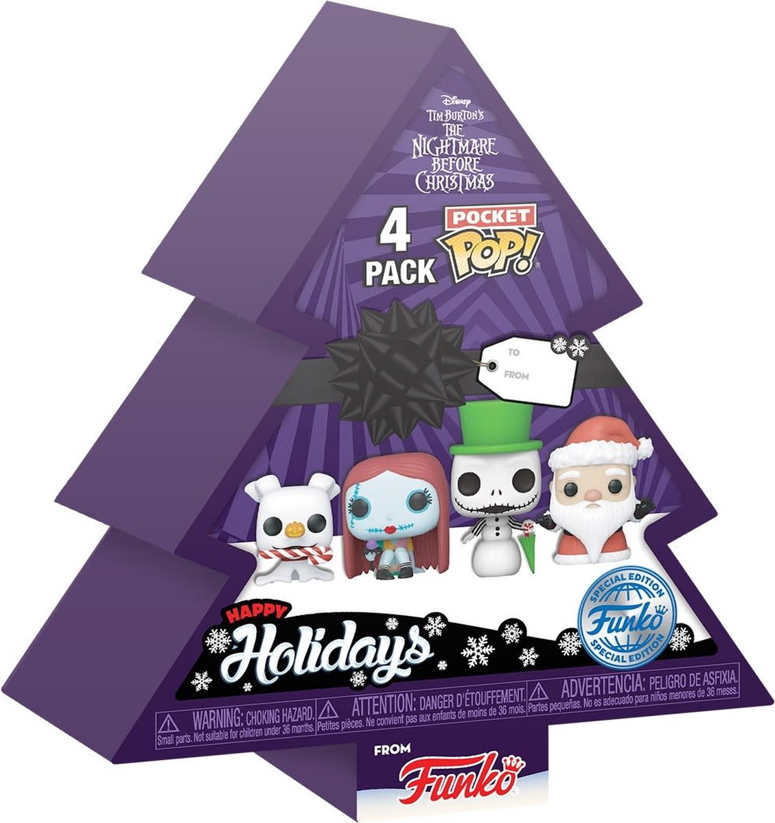 The Nightmare Before Christmas Pocket Pop Holiday Tree 4-Pack - Zero, Sally, Snowman Jack, Sandy Claws afbeelding