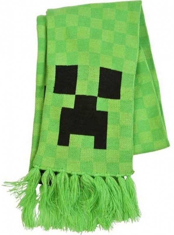Minecraft Creeper Gebreide Sjaal Groen/Zwart