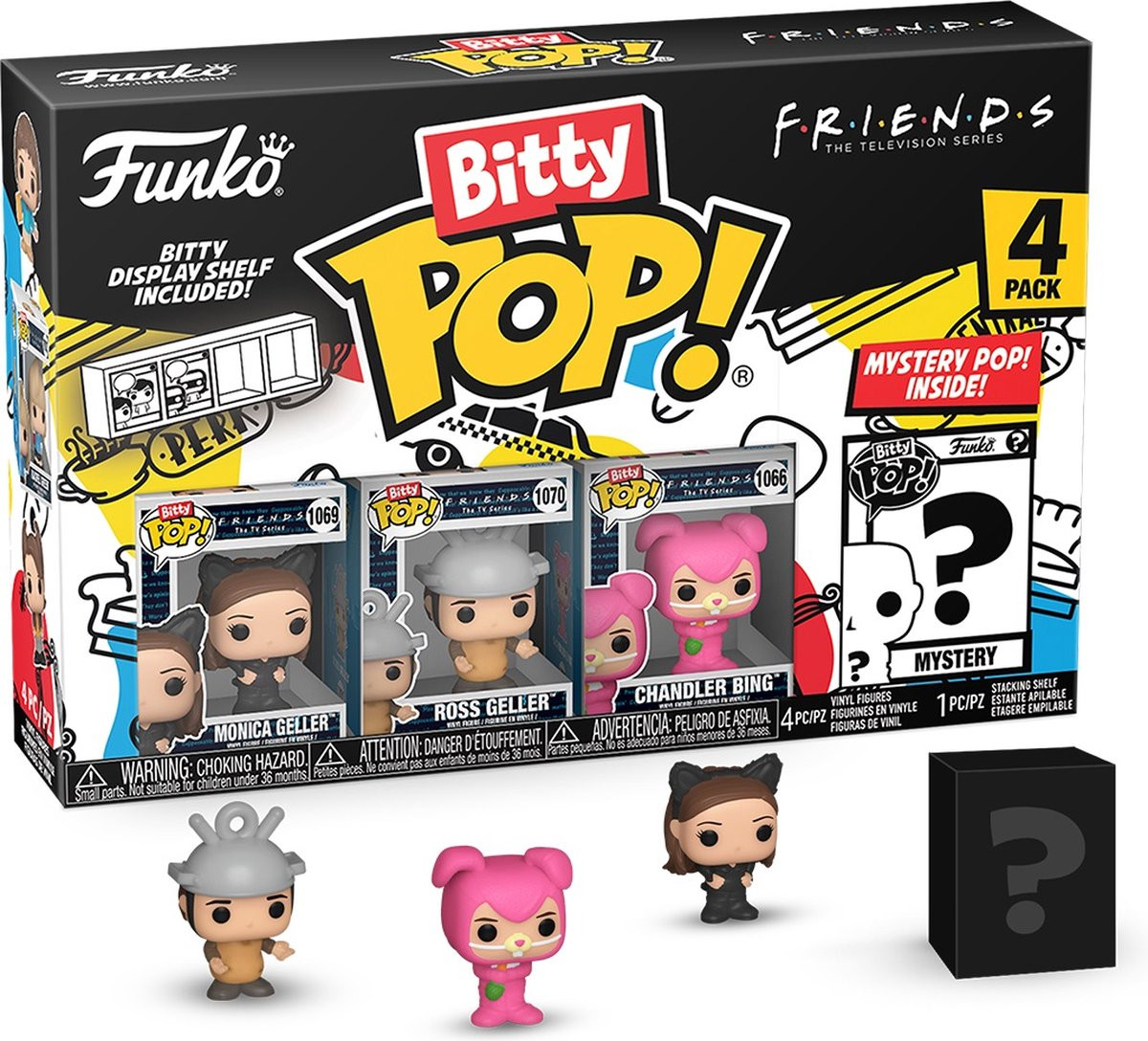 Friends Funko Bitty Pop! 4-Pack: Monica Geller / Ross Geller / Chandler Bing afbeelding