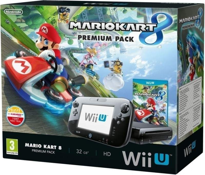 Nintendo Wii U Premium Pack (Black) + Mario Kart 8 (boxed)