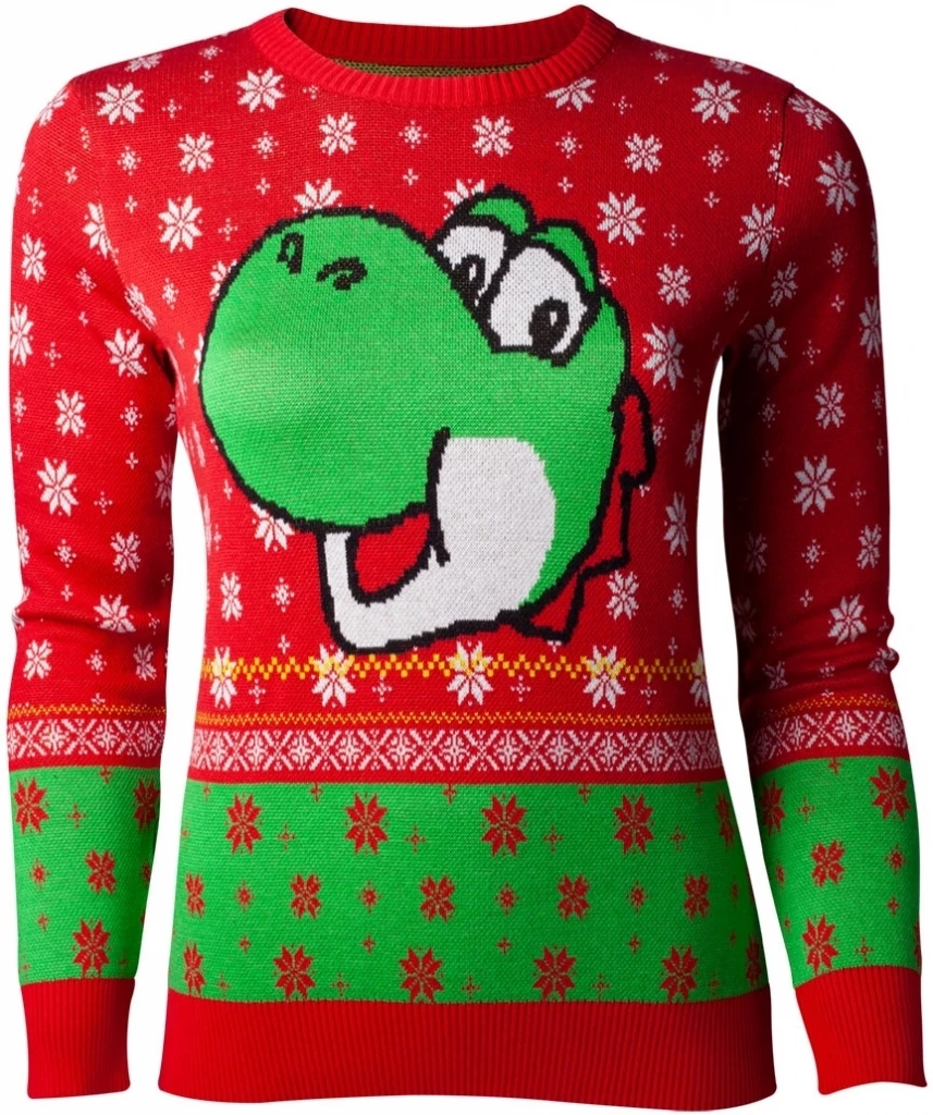 Nintendo - Super Mario Yoshi Knitted Christmas Sweater voor de Kleding kopen op nedgame.nl