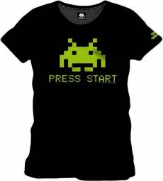 Space Invaders Press Start T-Shirt Black voor de Kleding kopen op nedgame.nl