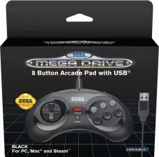 Retro-Bit - SEGA Mega Drive 8-Button USB Controller (Black) voor de MAC kopen op nedgame.nl