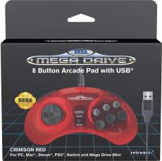 Retro-Bit - SEGA Mega Drive 8-Button USB Controller (Crimson Red) voor de MAC kopen op nedgame.nl