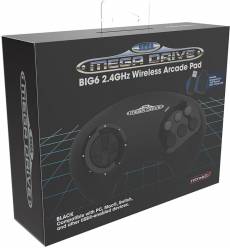 Retro-Bit - SEGA Mega Drive BIG 6 Wireless 2.4GHz Arcade Pad (Black) voor de MAC kopen op nedgame.nl
