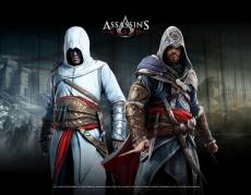 Assassin's Creed Wallscroll - Altair and Ezio in Blackroom voor de Merchandise kopen op nedgame.nl