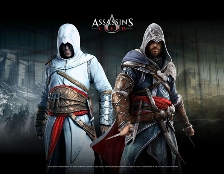 Assassin's Creed Wallscroll - Altair and Ezio in Blackroom voor de Merchandise kopen op nedgame.nl