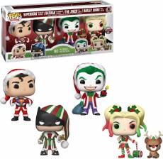 DC Super Heroes Funko Pop Vinyl 4-Pack: Superman, Batman, The Joker & Harley Quin in Holiday Outfits voor de Merchandise kopen op nedgame.nl