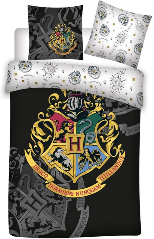 Potter - Hogwarts Black & White 1 Persoons Dekbedovertrek (140cm x 200cm)( Katoen) (Merchandise) kopen - aanbieding!